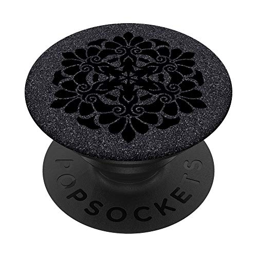Cute Black Mandala Oriental Mystic Floral Phone Holder PopSockets PopGrip: Swappable Grip for Phones & Tablets