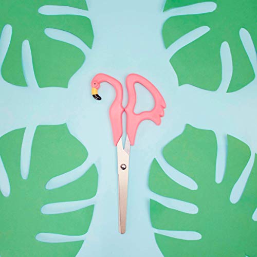 Flamingo Scissors - Pink Plastic Handled Animal Scissors with 4-Inch/10 cm Steel Blades - Right-Handed - Stationery and Office Supplies