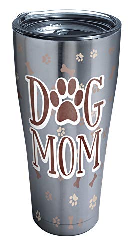 Tervis Dog Mom Insulated Tumbler with Clear and Black Hammer Lid, 30 oz Stainless Steel, Silver