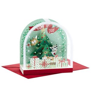 hallmark paper wonder pop up christmas card snow globe (woodland creatures)