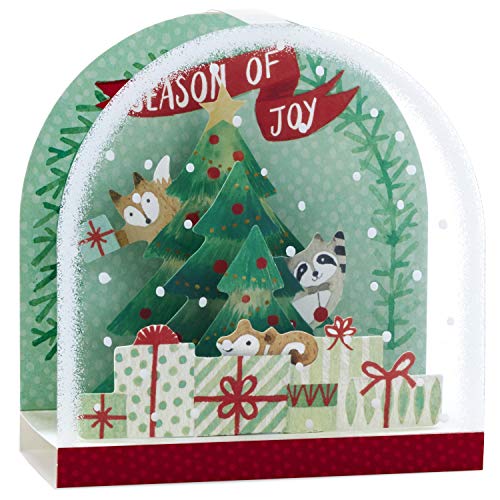 Hallmark Paper Wonder Pop Up Christmas Card Snow Globe (Woodland Creatures)