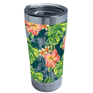 tervis green tropical insulated tumbler, 20 oz stainless steel, silver
