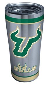 tervis triple walled university of south florida bulls insulated tumbler cup keeps drinks cold & hot, 20oz - stainless steel, tradition