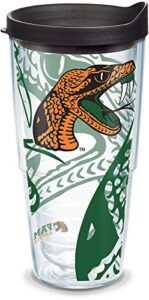 tervis florida a&m rattlers insulated tumbler with wrap and black lid, 24oz, clear