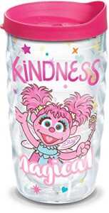 tervis sesame street made in usa double walled insulated tumbler travel cup keeps drinks cold & hot, 10oz wavy, abby cadabby kindness