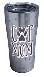 tervis cat mom triple walled insulated tumbler travel cup keeps drinks cold & hot, 20oz legacy, stainless steel