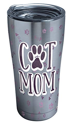 Tervis Cat Mom Triple Walled Insulated Tumbler Travel Cup Keeps Drinks Cold & Hot, 20oz Legacy, Stainless Steel