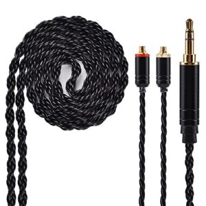 kinboofi 6 core upgrade silver plated replacement cable,black mmcx detachable earphone cable replacement earphone wire for shure 846 535 215 315 magaosi k5 lza4 t2 t3 plus(3.5mm audio jack, mmcx)