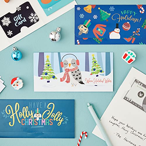 Sustainable Greetings 36 Pack Money Christmas Money Holder Cards with Envelopes, 6 Holiday Designs (7.25 x 3.5 In)