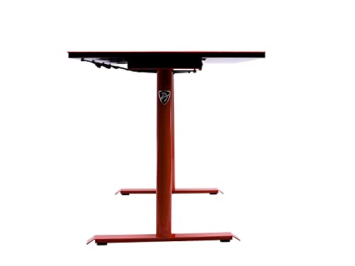 Arozzi Arena Leggero Gaming and Office Desk with Full Surface Water Resistant Desk Mat Custom Monitor Mount Cable Management Cut Outs Under The Desk Cable Management Netting - Red