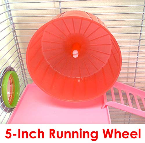 Large 5 Floor Twin Towner Habitat Syrian Hamster Rodent Gerbils Mouse Mice Rat Cage (Pink)