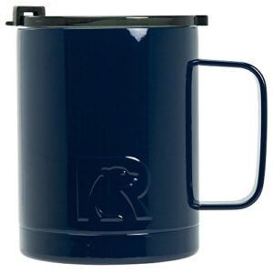 rtic coffee mug, 12 oz, navy, insulated travel stainless steel, hot or cold drinks, with handle & splash proof lid