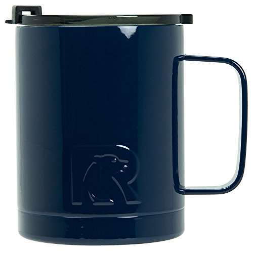 RTIC Coffee Mug, 12 oz, Navy, Insulated Travel Stainless Steel, Hot Or Cold Drinks, with Handle & Splash Proof Lid