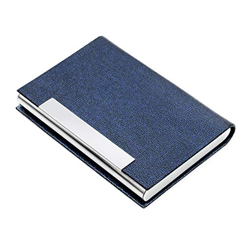 Padike Business Card Holder, Business Card Case Professional PU Leather & Stainless Steel Multi Card Case,Business Card Holder Wallet Credit Card ID Case/Holder for Men & Women. (Blue)