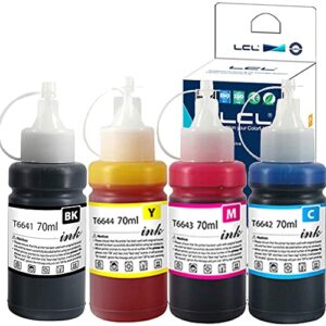 lcl compatible refill ink bottle replacement for 664 t6641 t6642 t6643 t6644 t664120 t664220 t664320 t664420 et-2500 et-2550 et-2600 (4-pack,black,cyan,magenta,yellow)