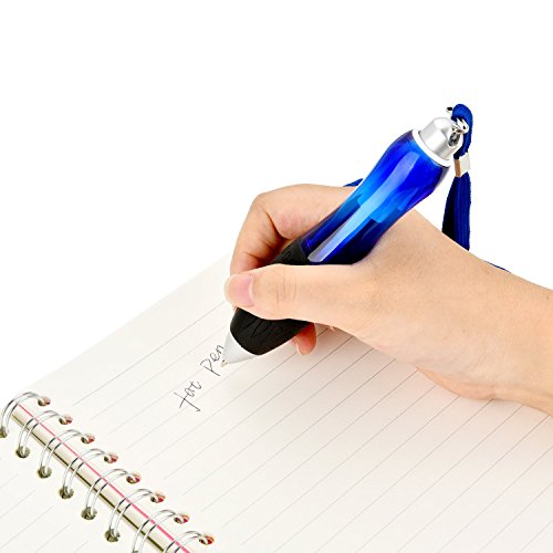 Jetec 10 Pieces Big Weighted Fat Pens Retractable Blue Body Ballpoint Pens with Hanging Rope Large Wide Grip Pens for Arthritis, Hand Pain, Parkinson, Tremors, Carpal Tunnel