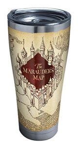 tervis 1293211 harry potter-the marauder's map insulated tumbler with clear and black hammer lid, 30 oz stainless steel, silver