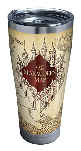 Tervis 1293211 Harry Potter-the Marauder's Map Insulated Tumbler with Clear and Black Hammer Lid, 30 oz Stainless Steel, Silver