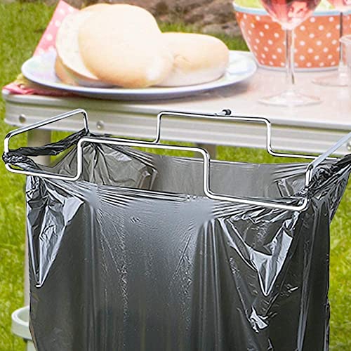 GOTOTOP Trash Bag Holder,Outdoor Trash Can Bracket Dustbin Cage Table Garbage Storage Bags Rack Hanging Metal Trash Bag Holder for Kitchen Storage Cupboard,13.6” X 10.2” X 1.8”