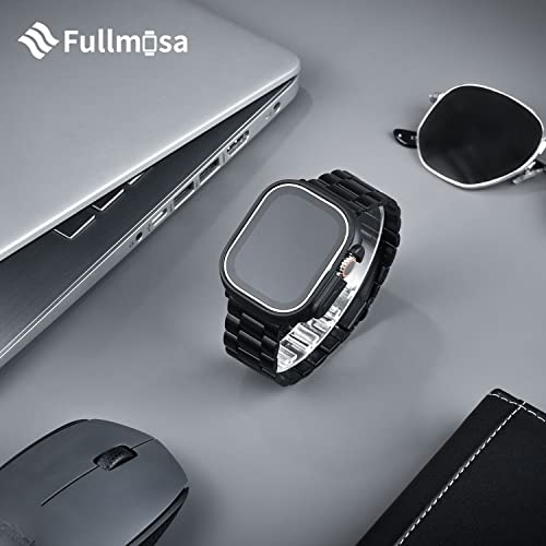 Fullmosa Compatible Apple Watch Band 42mm 44mm 45mm 49mm 38mm 40mm 41mm, Stainless Steel iWatch Band with Case for Apple Watch Series 8/7/6/5/4/3/2/1/SE/SE2/Ultra, 42mm 44mm 45mm Black