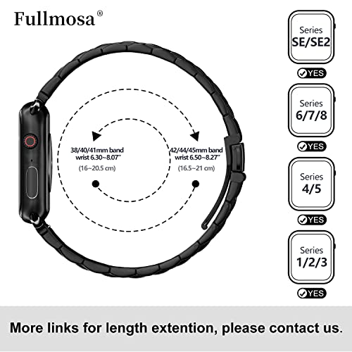 Fullmosa Compatible Apple Watch Band 42mm 44mm 45mm 49mm 38mm 40mm 41mm, Stainless Steel iWatch Band with Case for Apple Watch Series 8/7/6/5/4/3/2/1/SE/SE2/Ultra, 42mm 44mm 45mm Black