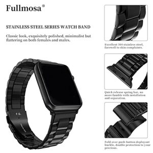 Fullmosa Compatible Apple Watch Band 42mm 44mm 45mm 49mm 38mm 40mm 41mm, Stainless Steel iWatch Band with Case for Apple Watch Series 8/7/6/5/4/3/2/1/SE/SE2/Ultra, 42mm 44mm 45mm Black