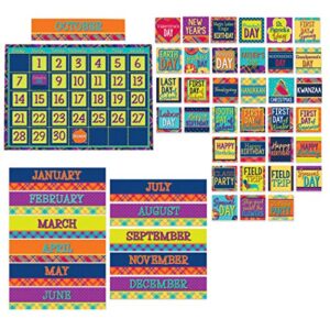 eureka multicolor plaid calendar bulletin board classroom decoration set, 83pcs