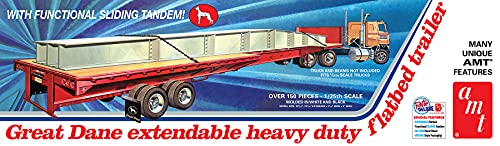 AMT AMT1111 1:25 Dane Extendable HD Flat Bed Trailer, Multi