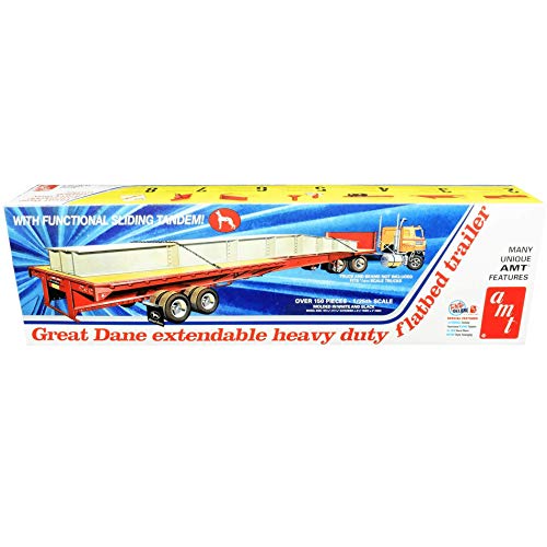 AMT AMT1111 1:25 Dane Extendable HD Flat Bed Trailer, Multi