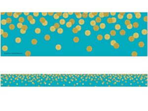 teacher created resources teal confetti straight border trim (tcr8869)