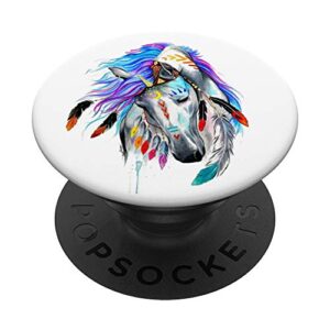 lovely horse hippy feather headband boho style popsockets popgrip: swappable grip for phones & tablets