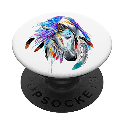 Lovely Horse Hippy Feather Headband Boho Style PopSockets PopGrip: Swappable Grip for Phones & Tablets