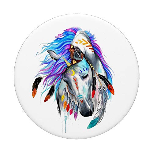 Lovely Horse Hippy Feather Headband Boho Style PopSockets PopGrip: Swappable Grip for Phones & Tablets