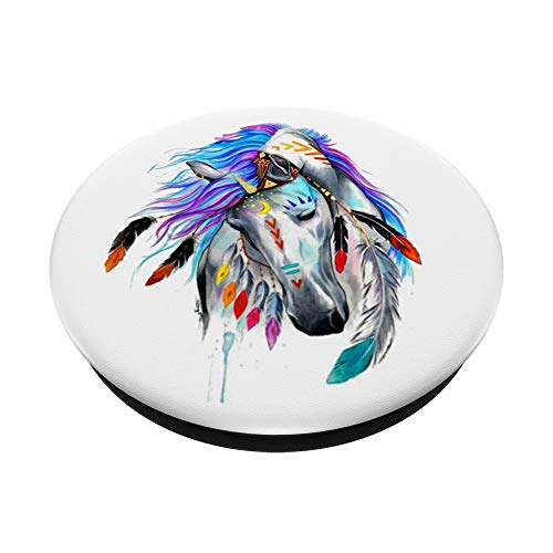 Lovely Horse Hippy Feather Headband Boho Style PopSockets PopGrip: Swappable Grip for Phones & Tablets