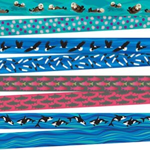 Barker Creek Double-Sided Border Set of 4, Sea & Sky, Multi-Design, 35' Each of 4 Designs, Otters, Eagles, Salmon, Whales, Total of 140' of Double-Sided Border in Set (3865)