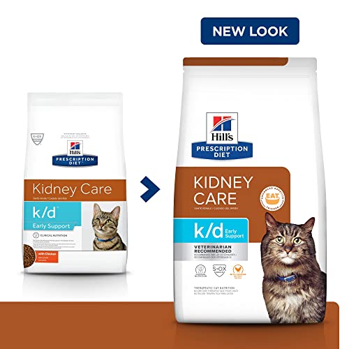 Hill's Prescription Diet k/d Early Support Kidney Care Chicken Flavor Dry Cat Food, Veterinary Diet, 4 lb. Bag