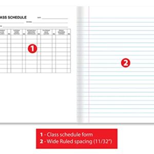 Better Office Products Composition Book Notebook - Hardcover, Wide Ruled (11/32-inch), 100 Sheet, One Subject, 9.75" x 7.5", Assorted Covers: Red, Blue, Green, Purple-4 Pack