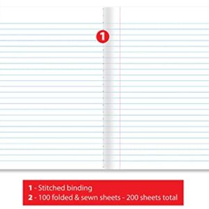 Better Office Products Composition Book Notebook - Hardcover, Wide Ruled (11/32-inch), 100 Sheet, One Subject, 9.75" x 7.5", Assorted Covers: Red, Blue, Green, Purple-4 Pack