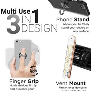 Aduro Phone Ring Holder [3-in-1] - Phone Ring, Phone Stand, Phone Car Vent Mount, Finger Grip Phone Holder for All iPhone, Samsung Galaxy (Black)