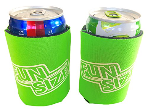 KCC Industries 8 oz. Mini Beer & Soda Slim Can Sleeves - Set of 2 Fun Size Coolies (Lime Green)