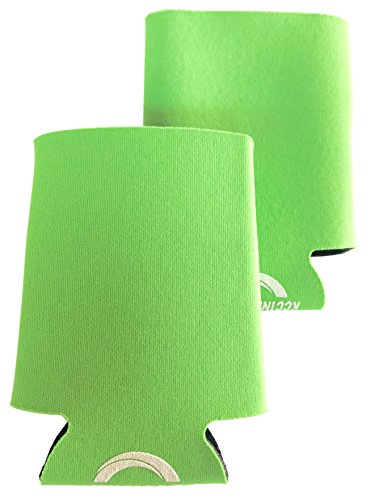 KCC Industries 8 oz. Mini Beer & Soda Slim Can Sleeves - Set of 2 Fun Size Coolies (Lime Green)