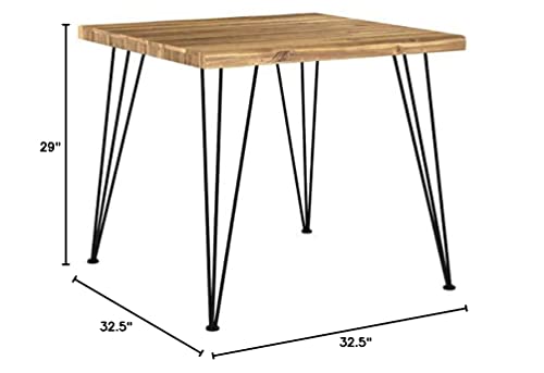 Christopher Knight Home Audrey Indoor Industrial Acacia Wood Dining Table, Teak Finish, Rustic Metal