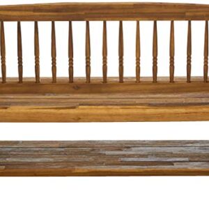 Christopher Knight Home Eddie Indoor Farmhouse Acacia Wood Bench with Shelf, Teak and Black Finish