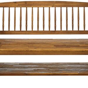 Christopher Knight Home Eddie Indoor Farmhouse Acacia Wood Bench with Shelf, Teak and Black Finish