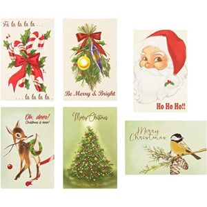 48-Pack Vintage Merry Christmas Greeting Cards Box Set - Holiday Greeting Cards with 6 Vintage Christmas Designs, Envelopes Included, 4 x 6 Inches