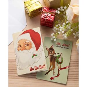 48-Pack Vintage Merry Christmas Greeting Cards Box Set - Holiday Greeting Cards with 6 Vintage Christmas Designs, Envelopes Included, 4 x 6 Inches