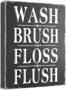 barnyard designs wash brush floss flush box sign rustic primitive farmhouse country bathroom home decor sign 10” x 8”