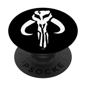 star wars mandalorian logo black and white popsockets popgrip: swappable grip for phones & tablets