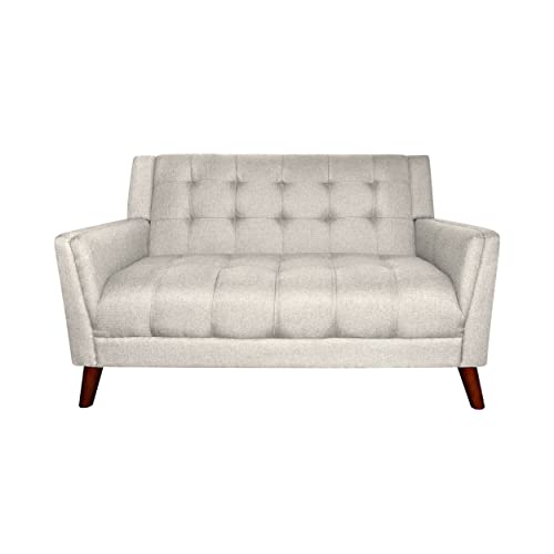 GDFStudio Christopher Knight Home Evelyn Mid Century Modern Fabric Loveseat, Beige