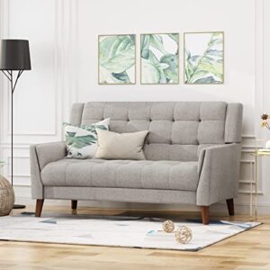 GDFStudio Christopher Knight Home Evelyn Mid Century Modern Fabric Loveseat, Beige